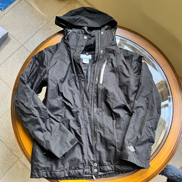 🌲COLUMBIA🌲- Black Omni-Heat Rain Shell Womens Large Used - Picture 2 of 13